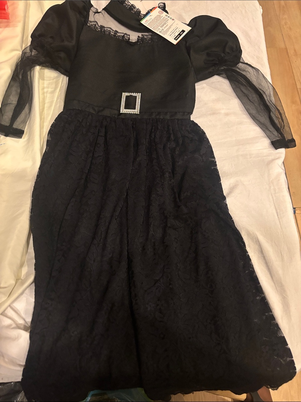 Ikali Black Girls' Lace Witch Costume Dress - Kids Costume